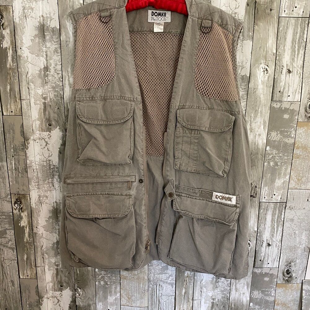 Vintage Domke Photogs Outdoor Gilet L Utility Fishing Vest Beige M
